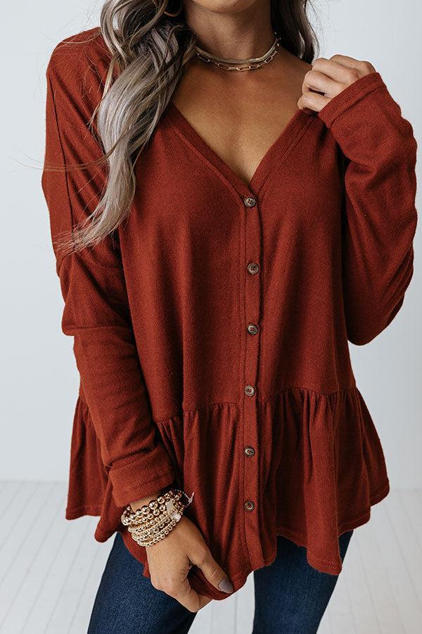 Patio Date Babydoll Top In Rust Product Image