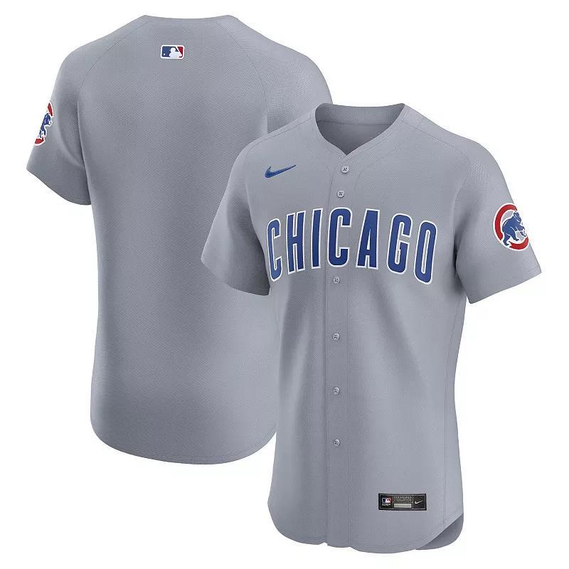 Mens Nike Gray Chicago Cubs Road Vapor Premier Elite Patch Jersey Product Image