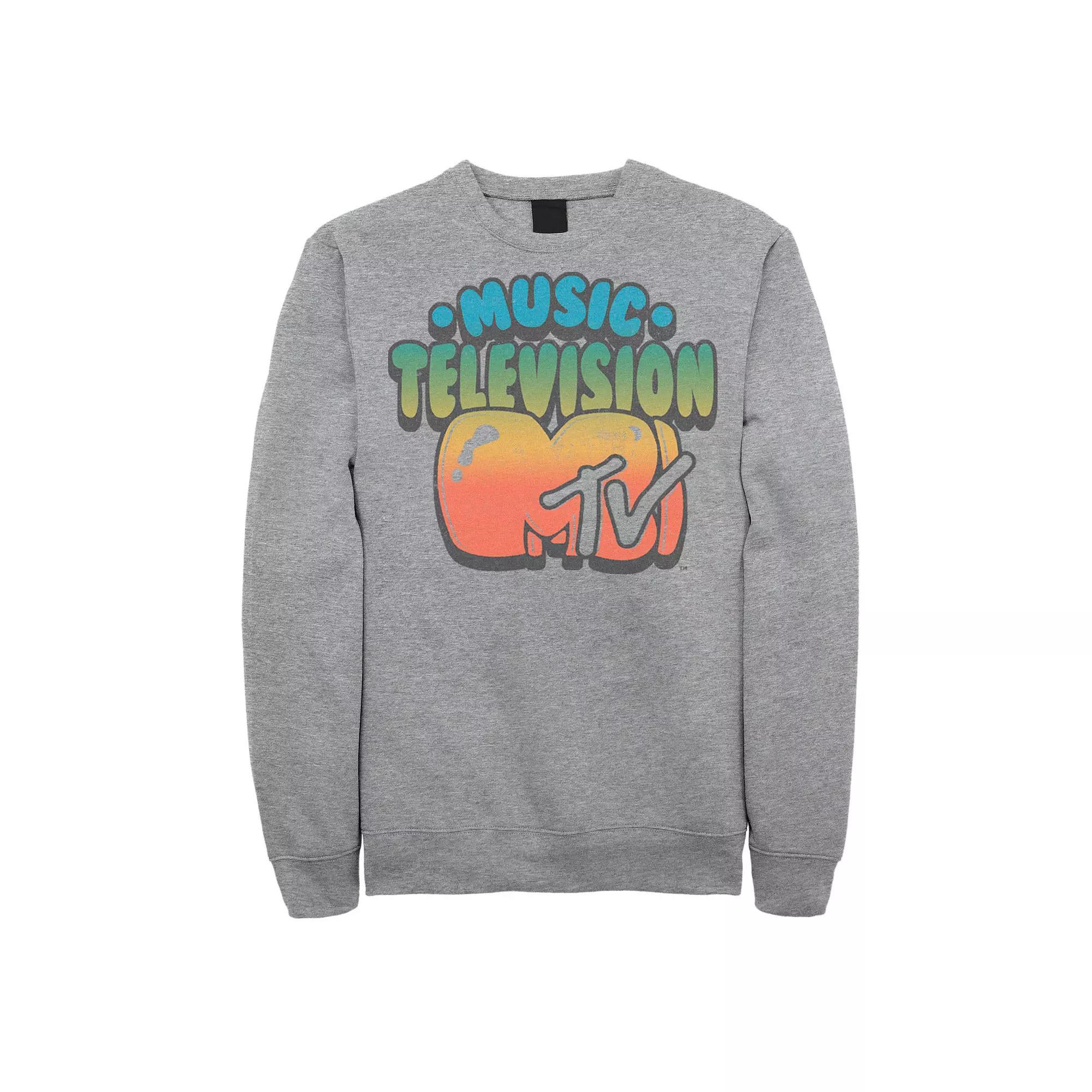 Men's MTV Logo Bubble Balloon Font Style Sweatshirt, Size: Large, Athletic Grey Product Image