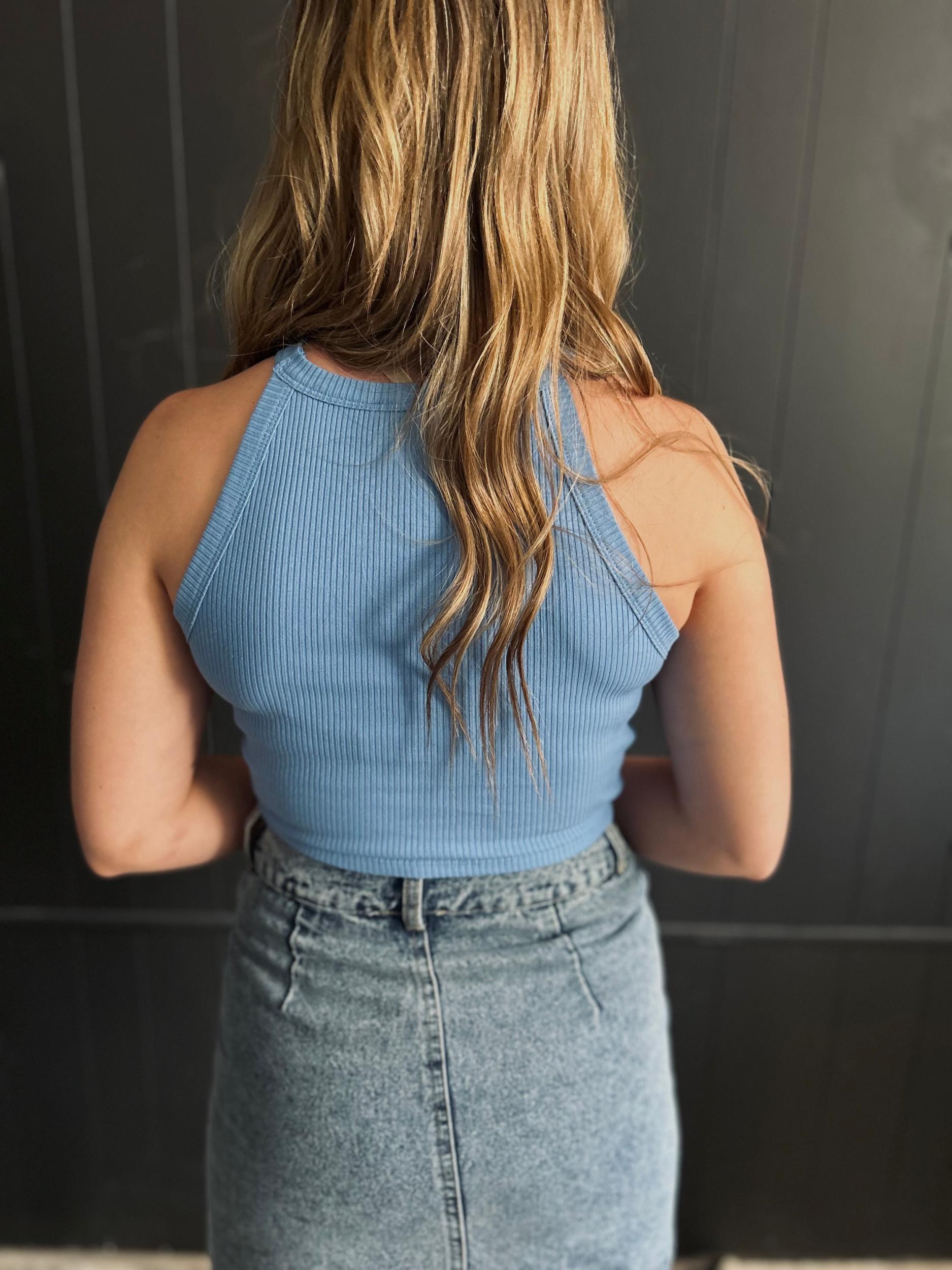 Cropped Sleeveless Knit Halter Top-5 Colors Product Image