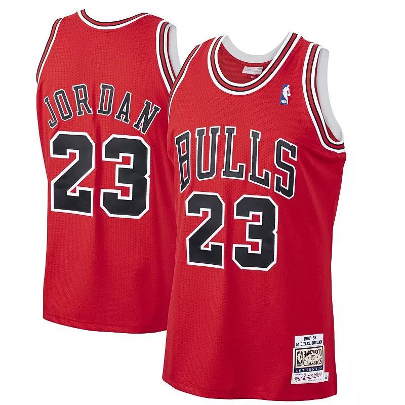 Men's Mitchell & Ness Michael Jordan Red Chicago Bulls 1997-98 Hardwood Classics Authentic Player Jersey,  Product Image