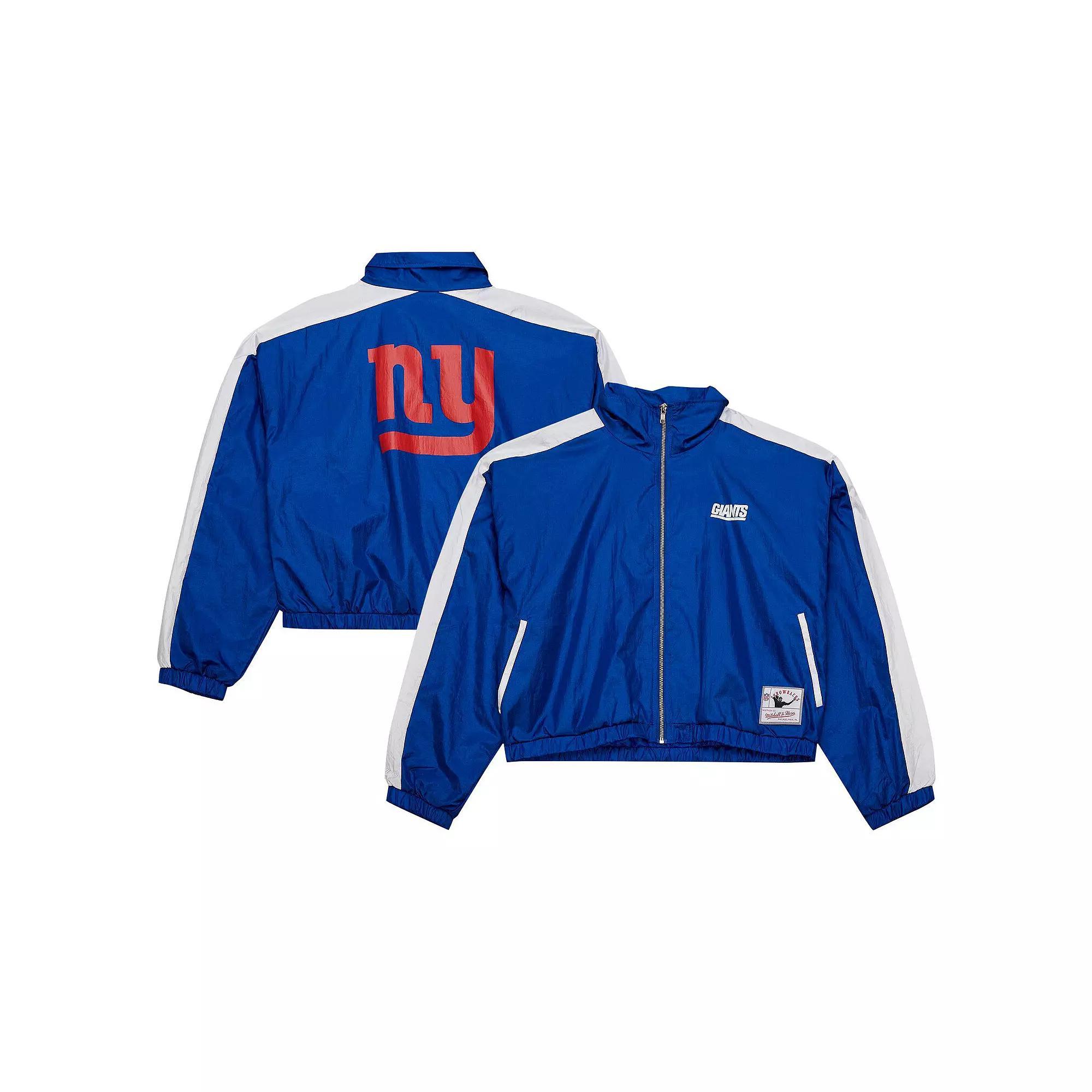 Women's Mitchell & Ness Royal New York Giants Nylon Cropped Full-Zip Jacket,  Product Image