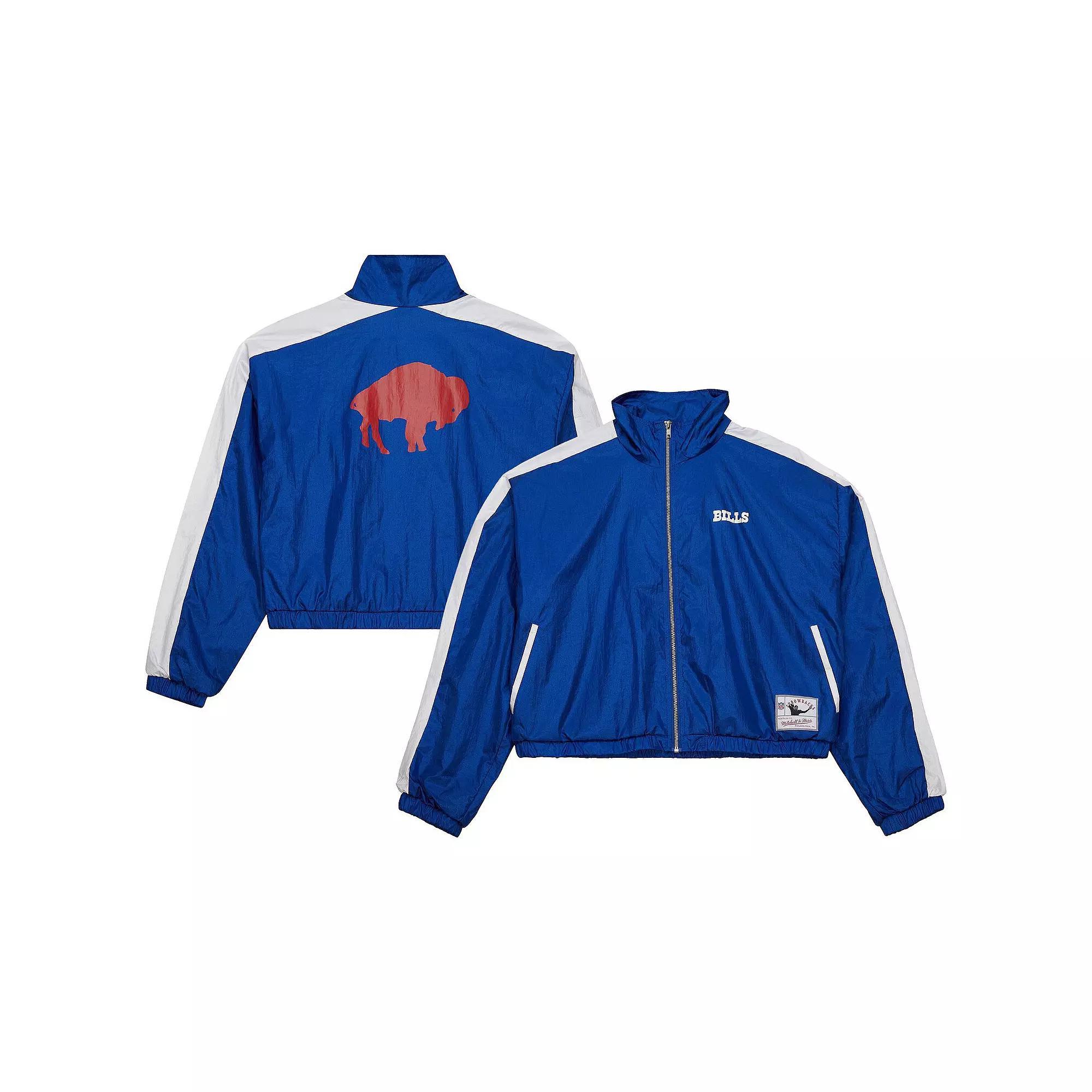 Women's Mitchell & Ness Royal Buffalo Bills Nylon Cropped Full-Zip Jacket,  Product Image