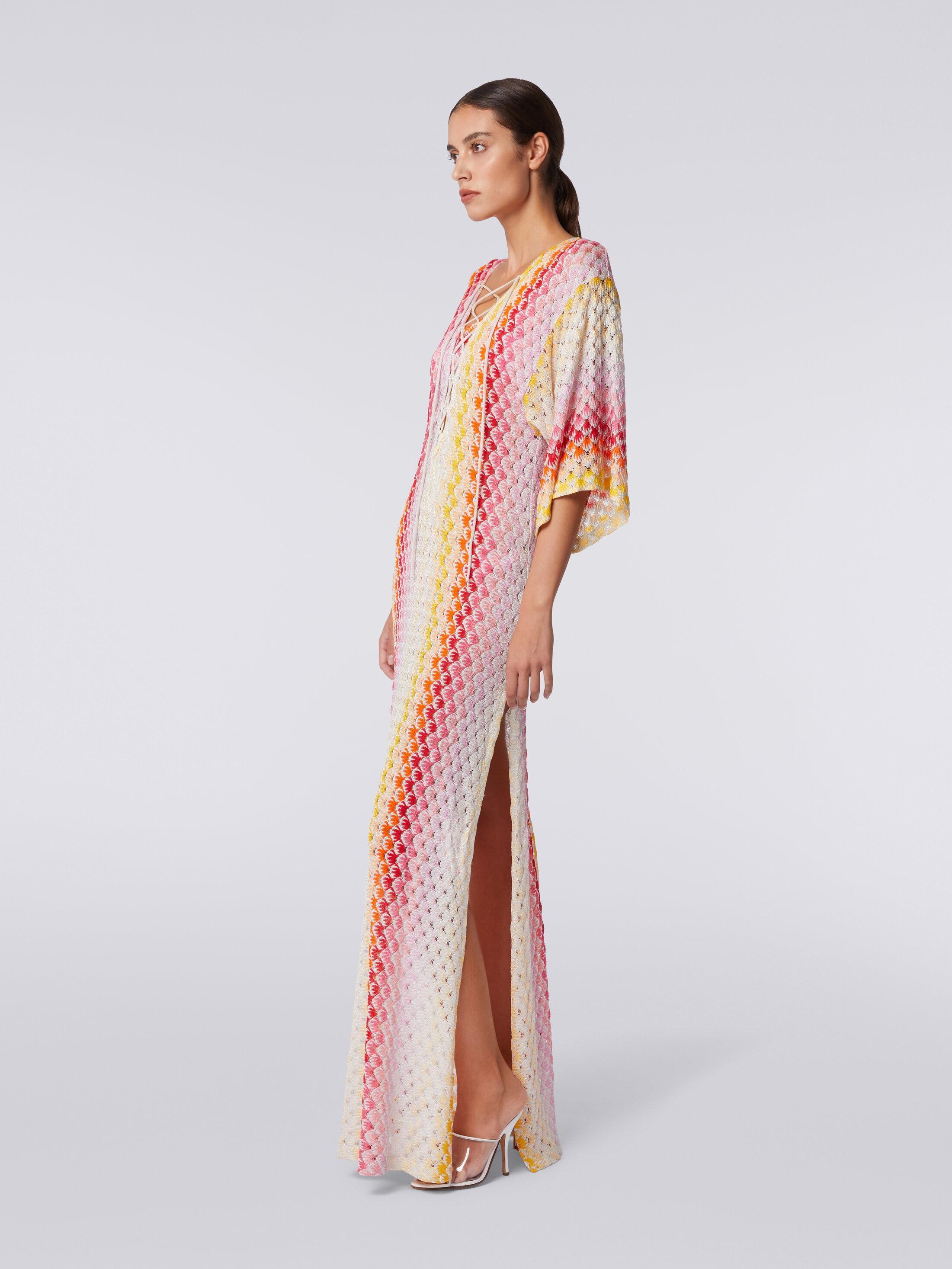 Long dégradé lace-effect cover up kaftan with lurex Product Image