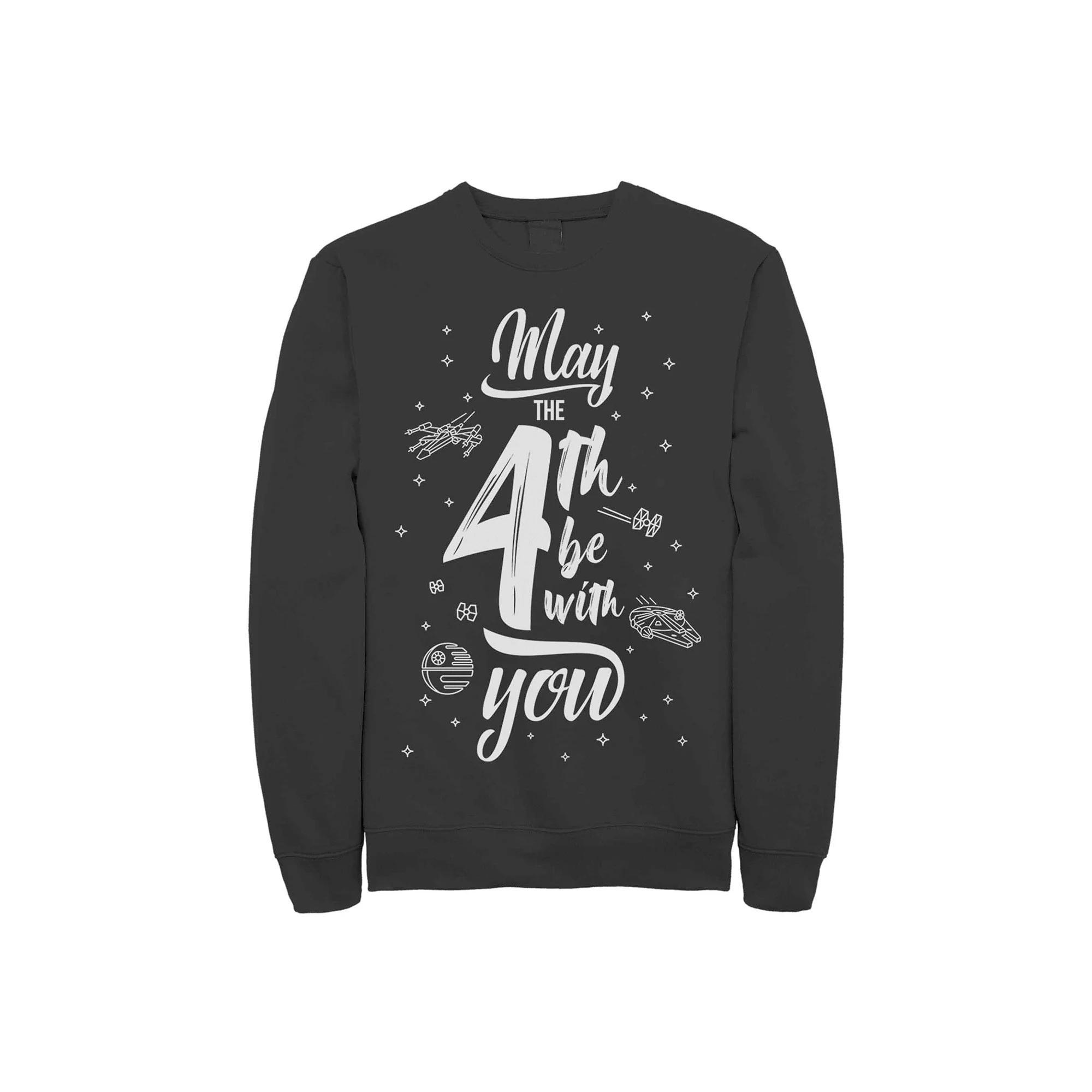 Men's Star Wars May The Fourth Be With Space Doodles Fleece Sweater, Size: XL, Black Product Image