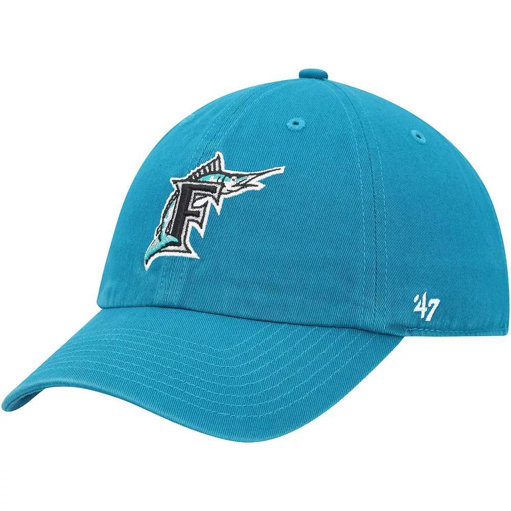 Men's '47 Teal Florida Marlins Cooperstown Collection Clean Up Adjustable Hat, Mlb Blue Product Image