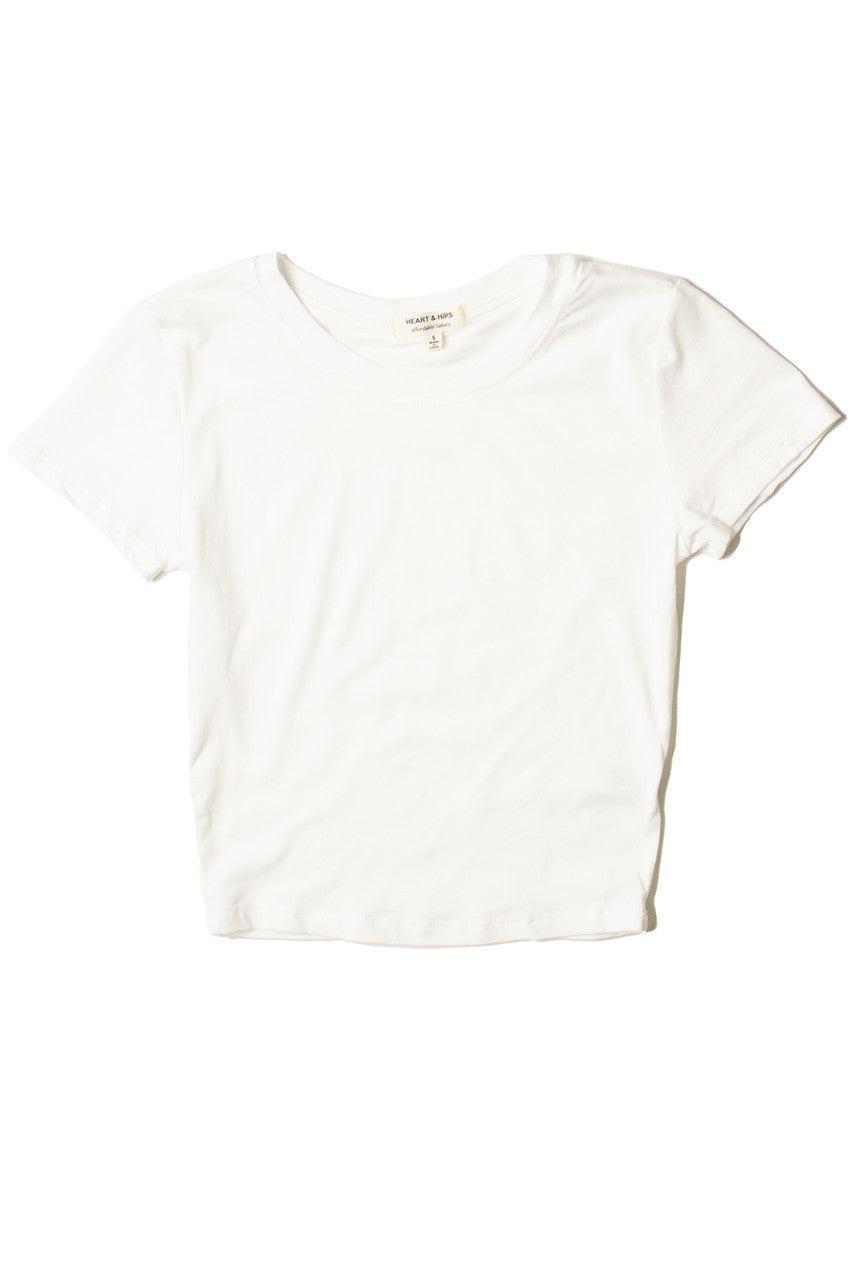 White Short Sleeve Crop Tee Product Image