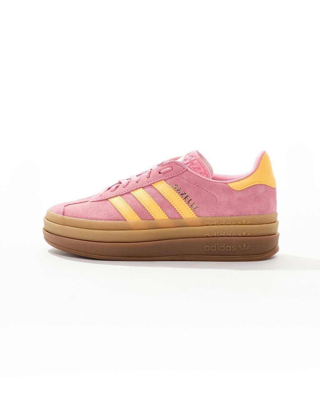 adidas Originals Gazelle Bold sneakers in pink and orange Product Image