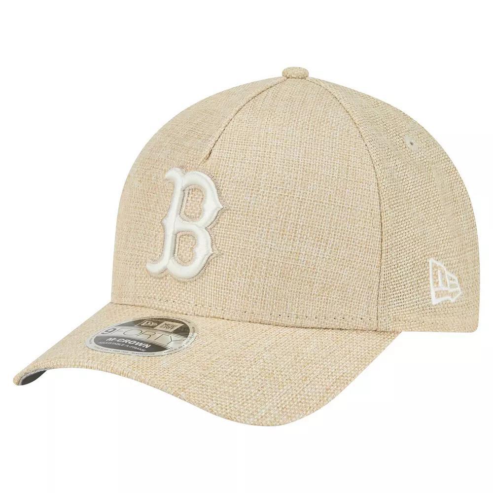 Men's New Era Beige Boston Red Sox Cotton Weave M-Crown A-Frame 9FORTY Adjustable Hat, Team Product Image