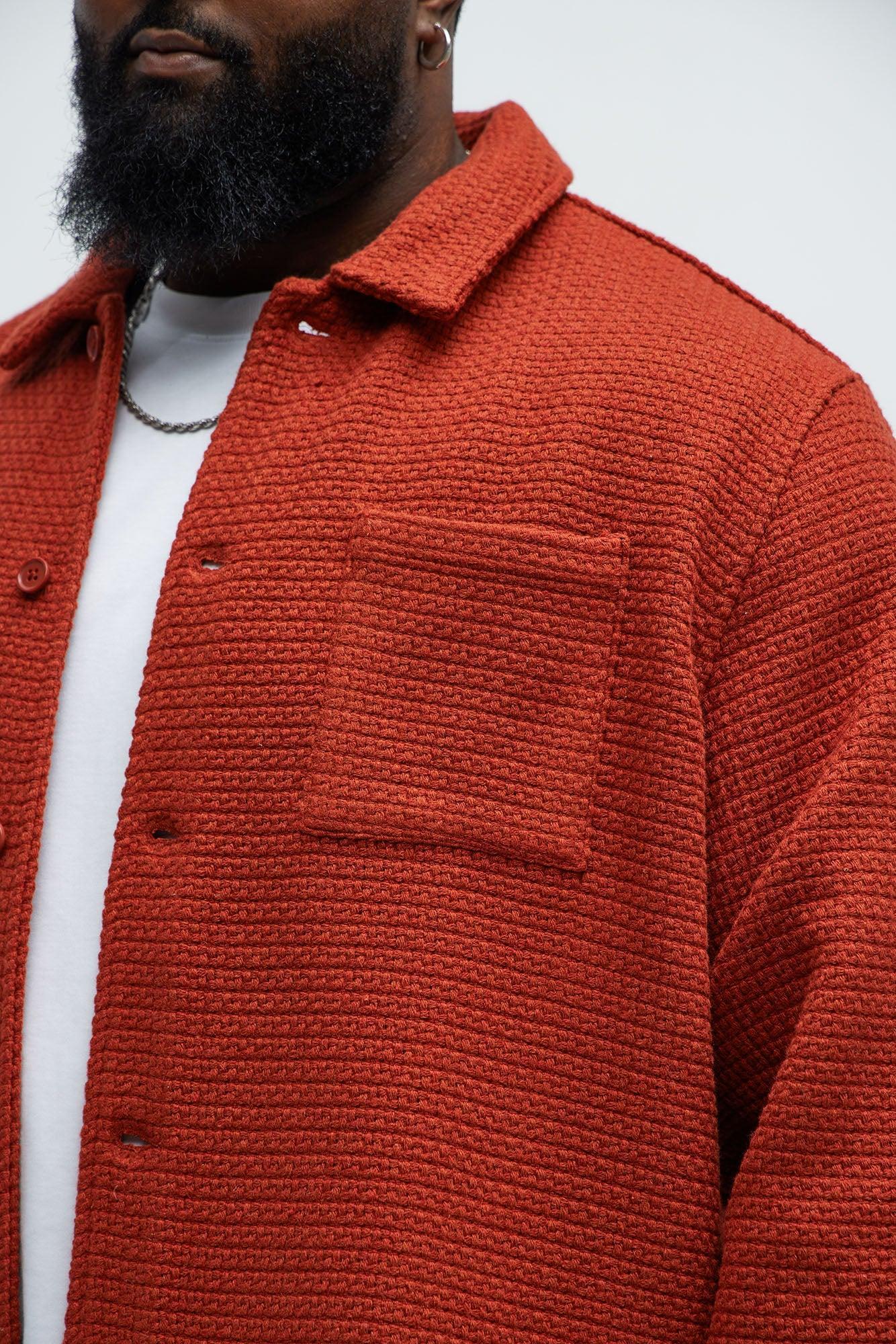Linden Textured Button Up Shirt - Rust Product Image