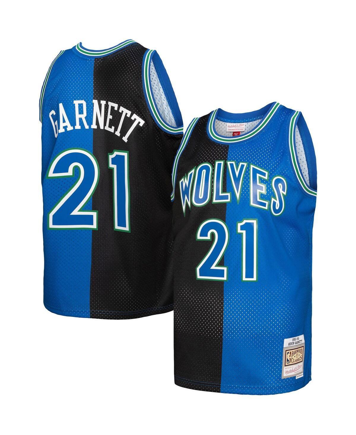 Mens Mitchell & Ness Kevin Garnett /Blue Minnesota Timberwolves Hardwood Classics 1995-96 Split Swingman Jersey Product Image