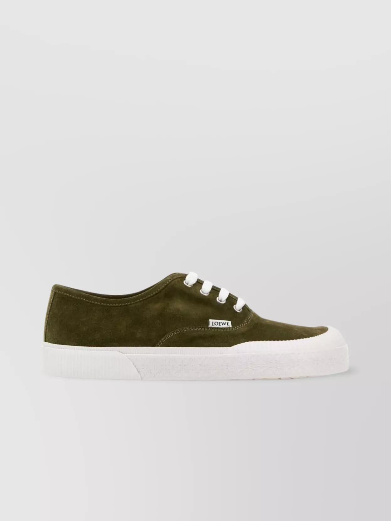 LOEWE Suede Terra Vulca Sneakers With Rubber Sole In Green Product Image