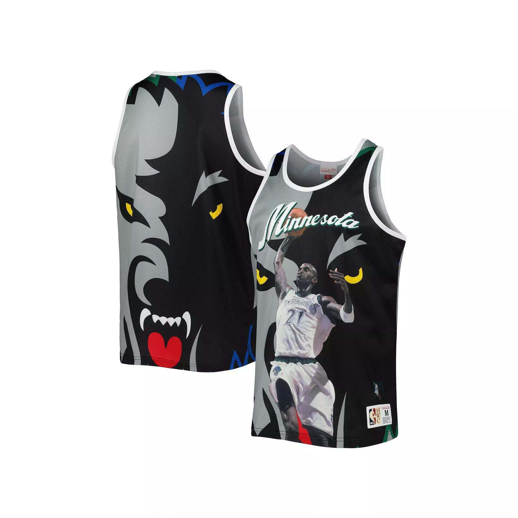 Men's Mitchell & Ness Kevin Garnett Black/Gray Minnesota Timberwolves Sublimated Player Tank Top, Size: 2XL, Grey Product Image