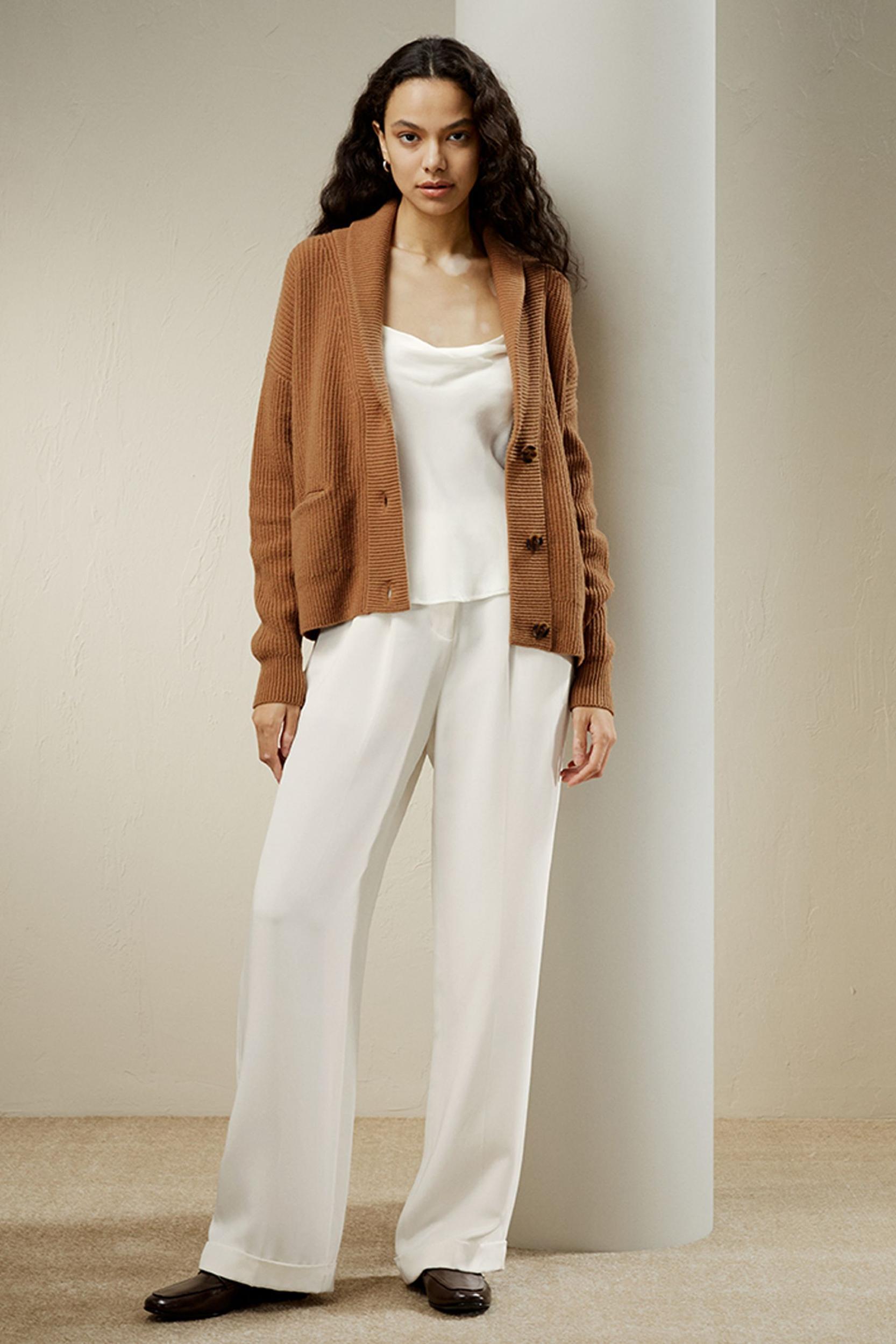 Wool-Cashmere Blend Shawl Collar Cardigan Product Image