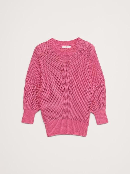 Cotton Cropped Puff-Sleeve Sweater Product Image