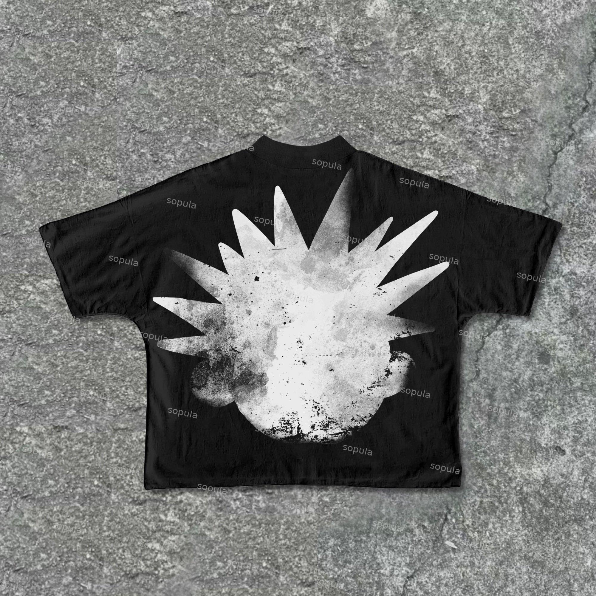 Casual The Brain Explodes Print Cotton Cropped T-Shirts Product Image