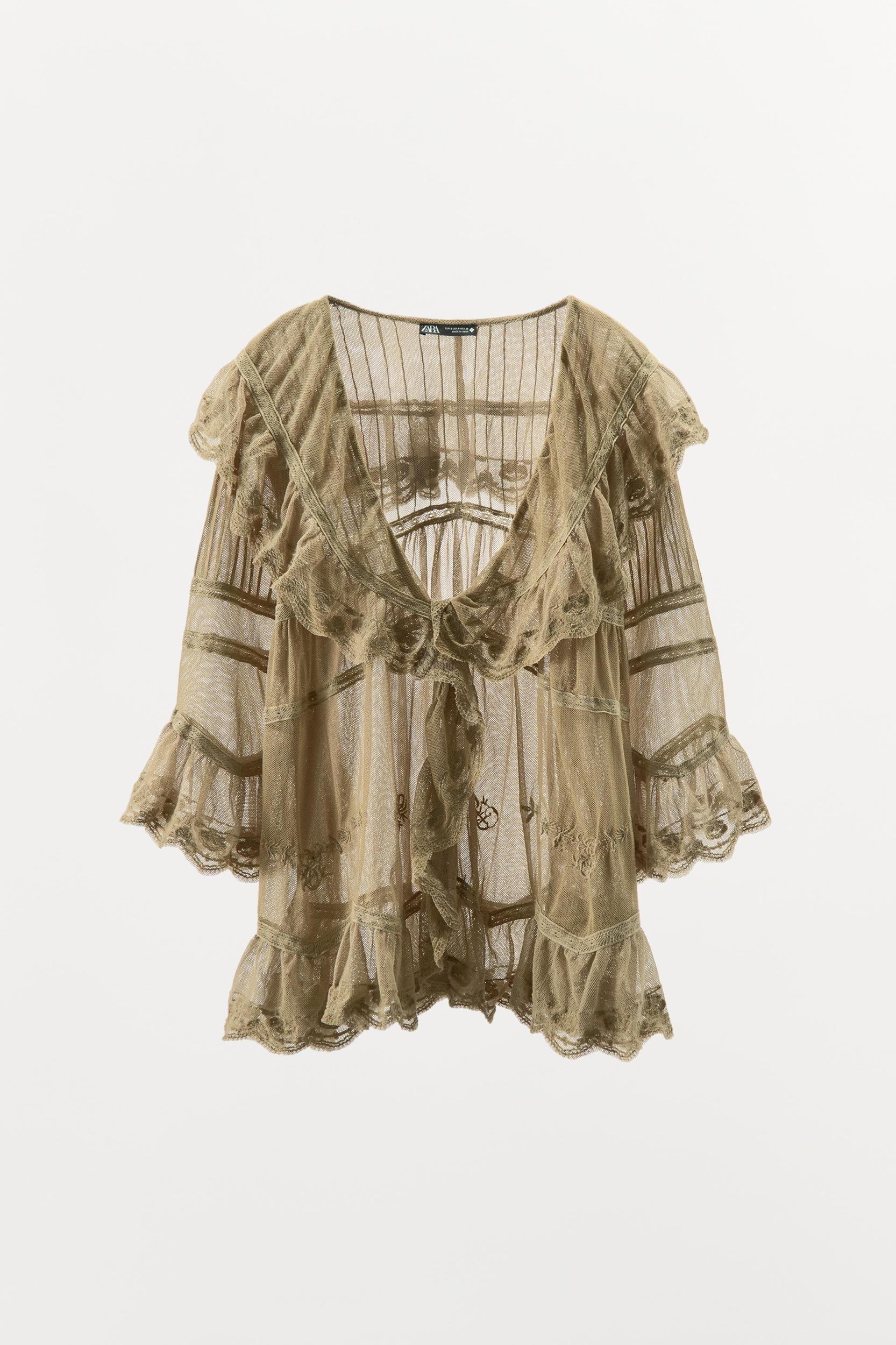 EMBROIDERED TULLE RUFFLE TOP Product Image