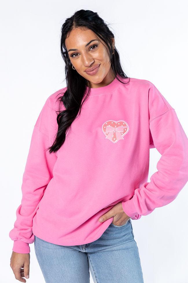 You're The Sweetest Thing Pink Oversized Graphic Sweatshirt Product Image