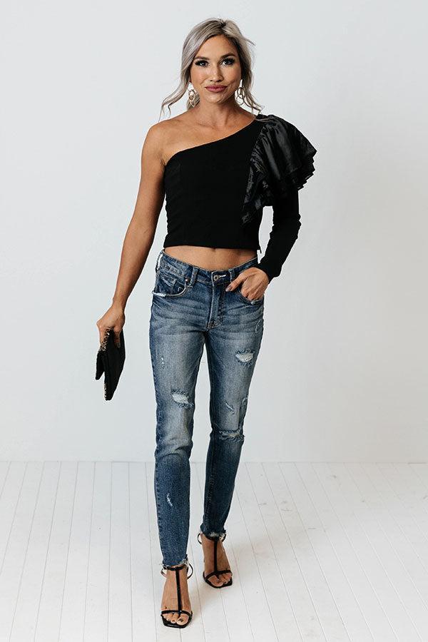 London Proper One Shoulder Top In Black Product Image