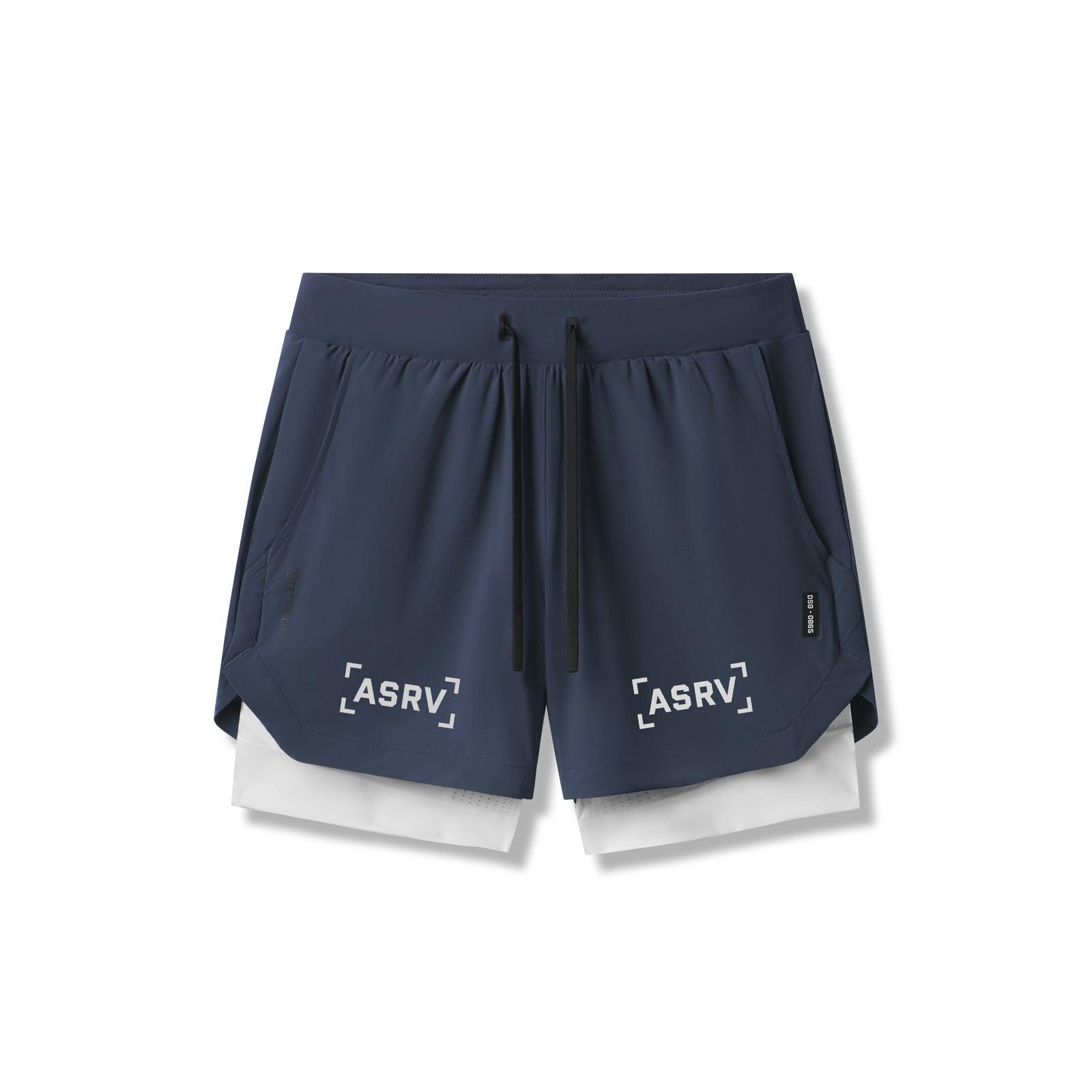 0865. Tetra-Lite® 5" Liner Short - Navy "Bracket"/White Male Product Image