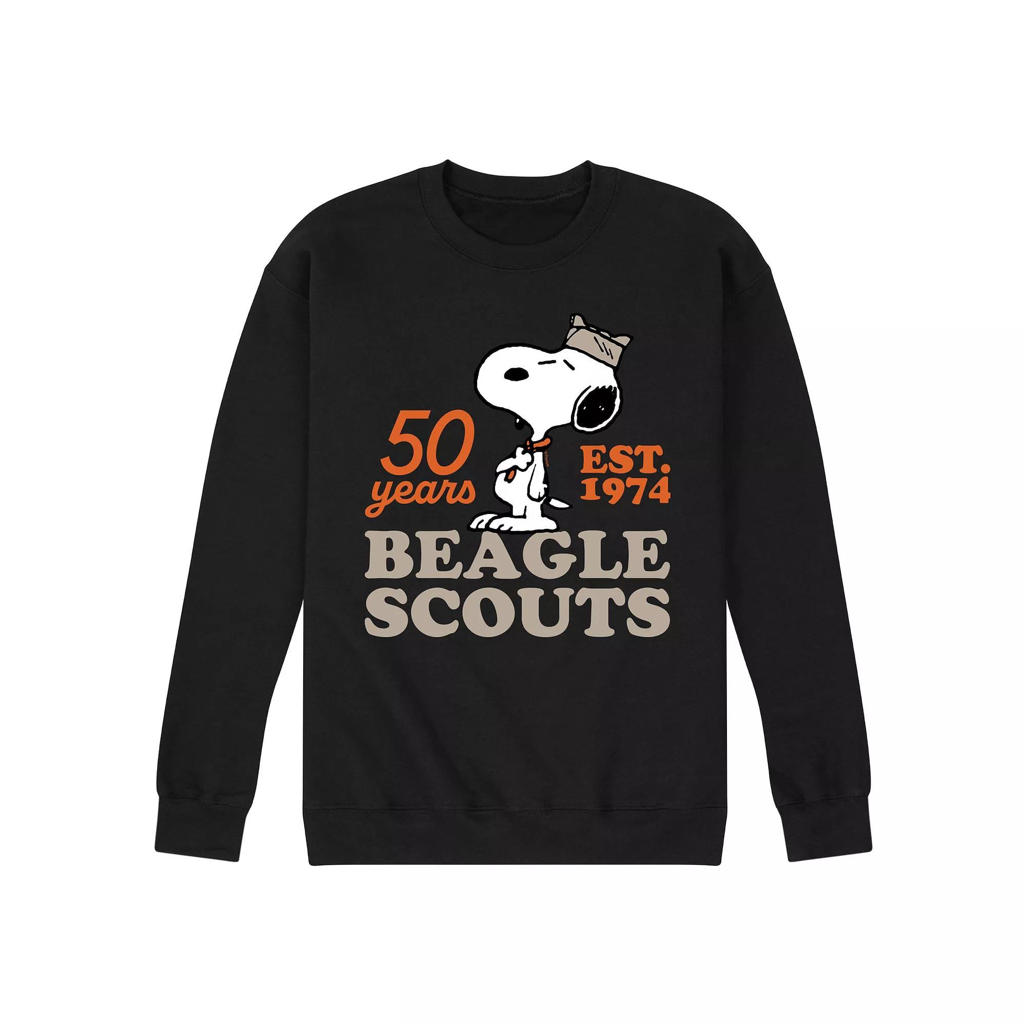 Men's Peanuts Beagle Scout Snoopy Hat Logo Fleece Sweatshirt, Size: Medium, Black Product Image