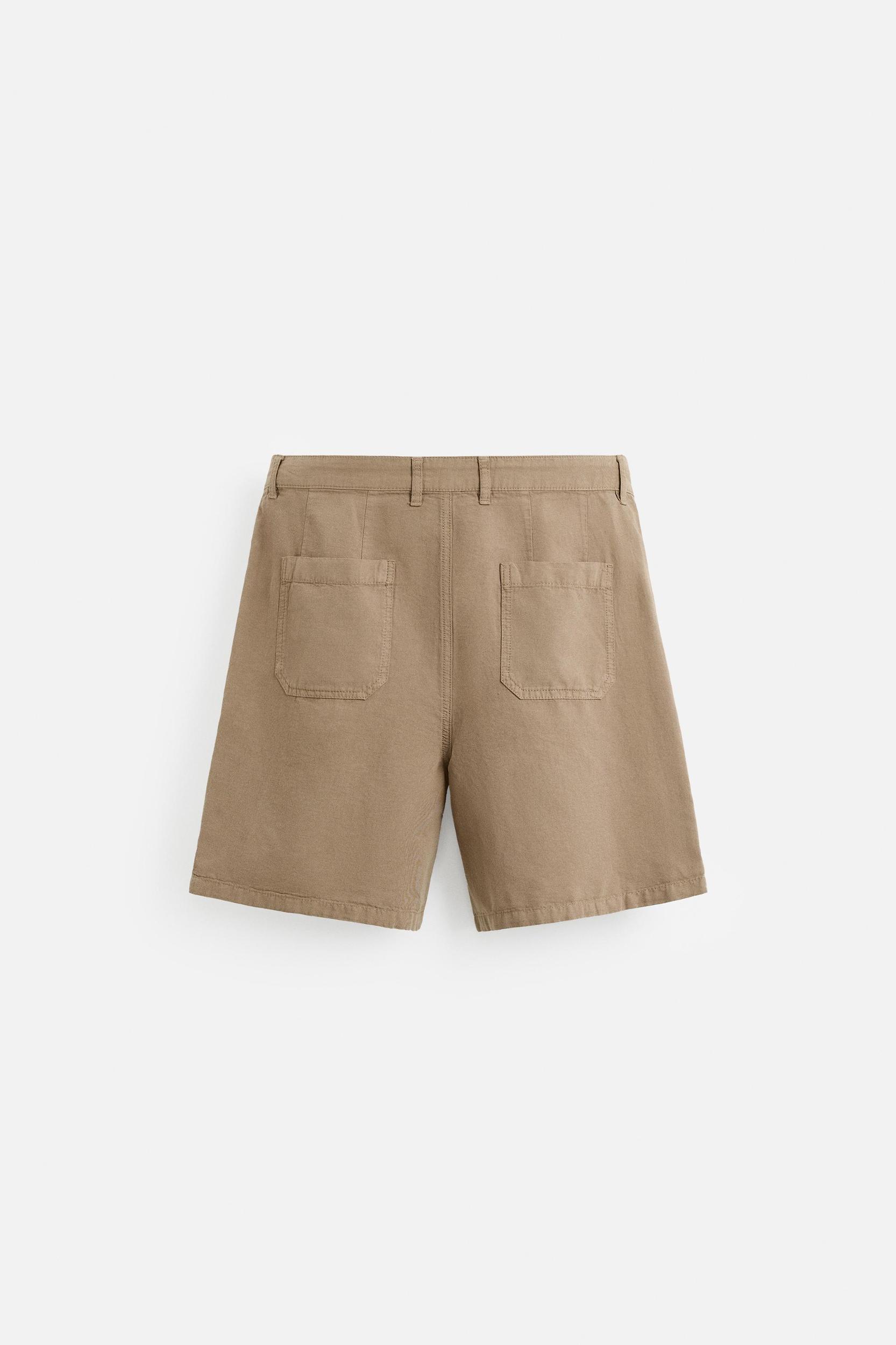 WASHED COTTON LINEN SHORTS Product Image