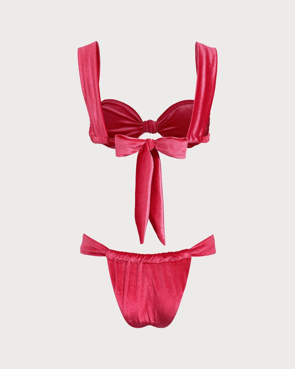 Pink Velvet Twist Bikini Set Product Image