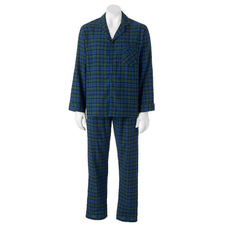 Men's Hanes Ultimate® Plaid Flannel Pajama Set, Size: Medium, Red Black Check Product Image