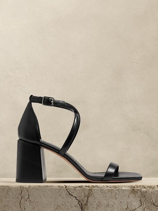 Italian Leather Block-Heel Sandal Product Image