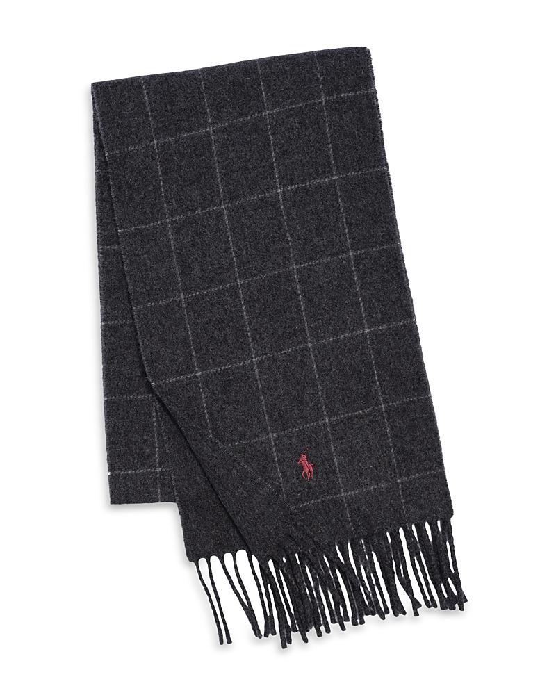 Mens Reversible Wool-Blend Windowpane Scarf Product Image