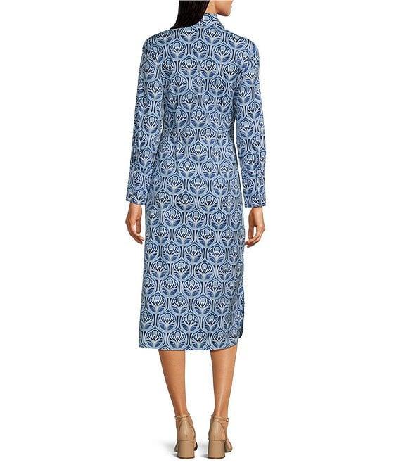 J.McLaughlin Orla Linen Notch Collar Long Sleeve Tie Front Button Down Dress Product Image