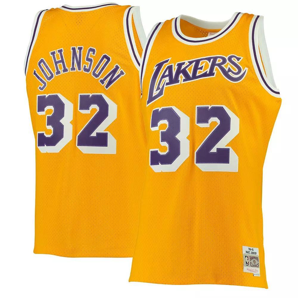 Men's Mitchell & Ness Shaquille O'Neal Gold Los Angeles Lakers Hardwood Classics 1999-00 Swingman Jersey,  Product Image