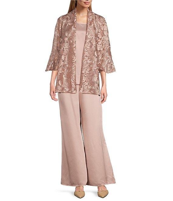 Caroline Rose Soft Satin Wide Leg Pull-On Coordinating Pants Product Image