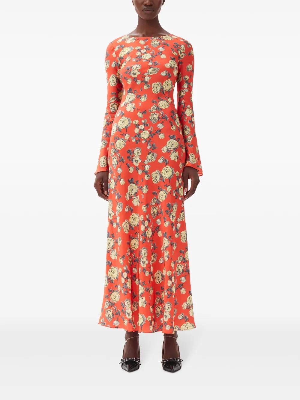 floral-print satin maxi dress Product Image