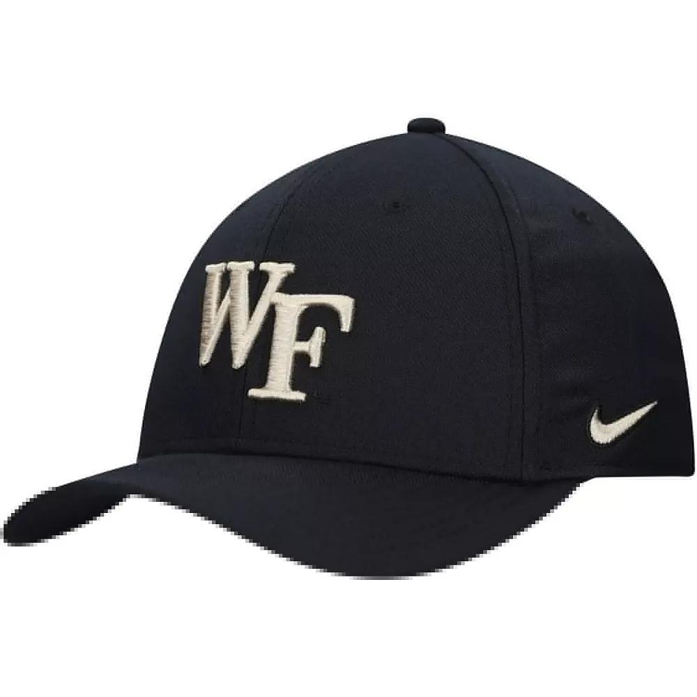 Men's Nike Black Wake Forest Demon Deacons 2024 Sideline Rise Swoosh Flex Hat, Size: Medium/Large, Wfu Black Product Image