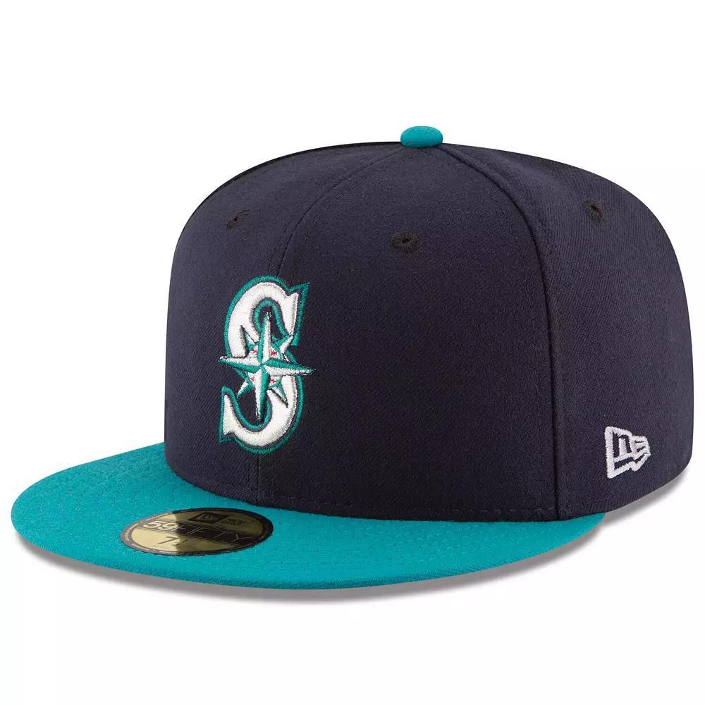 Men's New Era Navy/Aqua Seattle Mariners Alternate Authentic Collection On Field 59FIFTY Fitted Hat, Size: 8, Blue Product Image