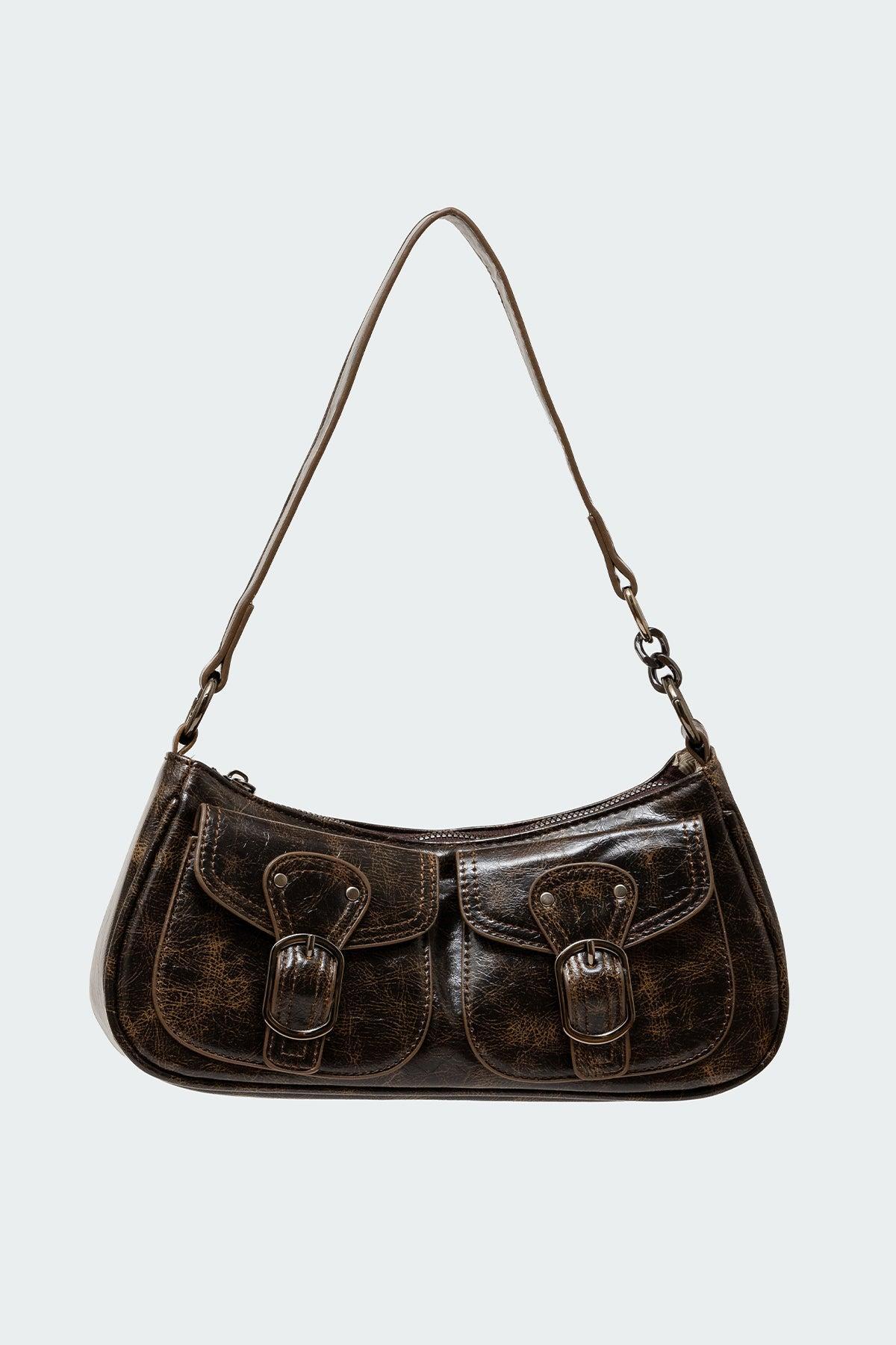 Distressed Faux Leather Buckle Bag Product Image