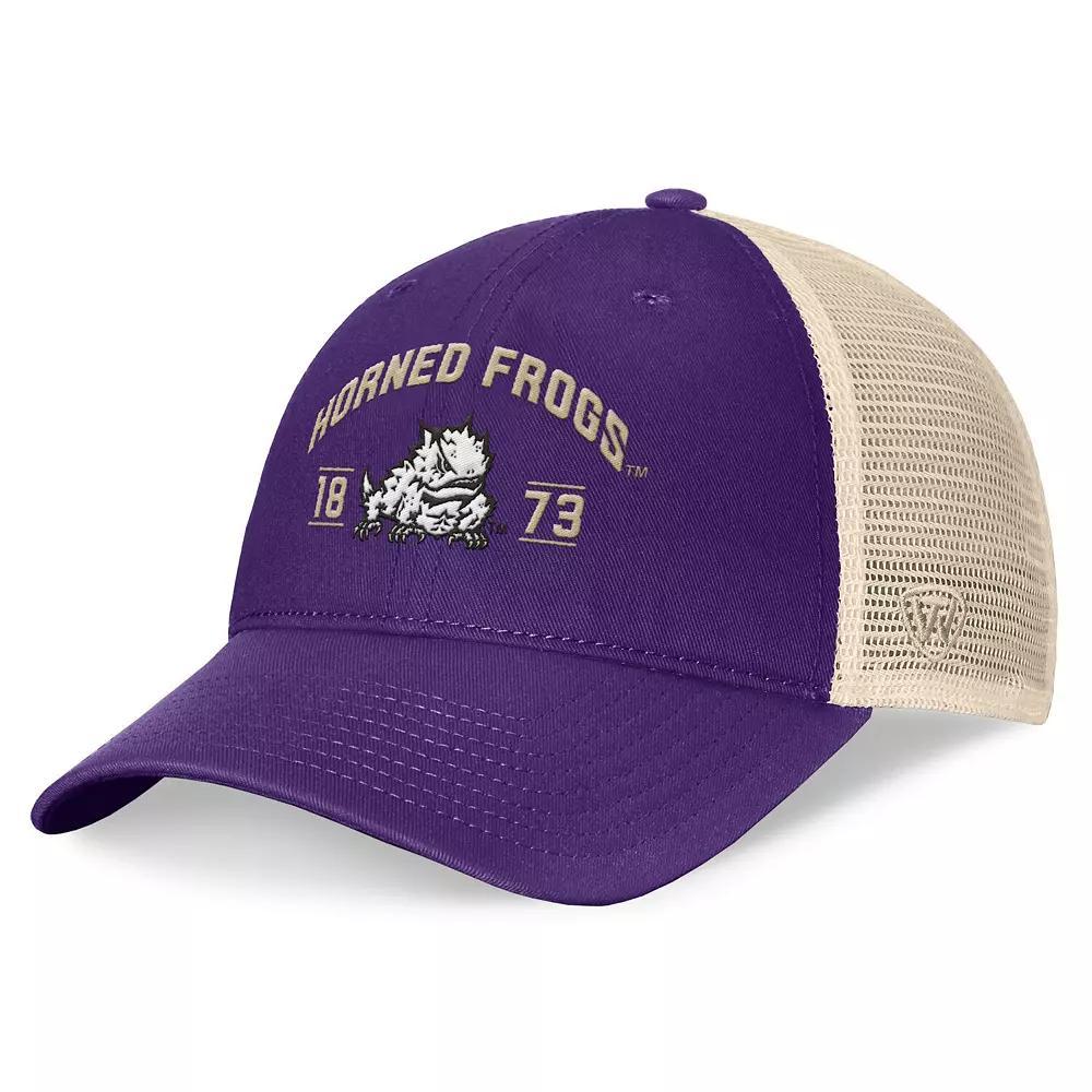 Men's Top of the World Purple TCU Horned Frogs Heritage Waylon Trucker Adjustable Hat Product Image