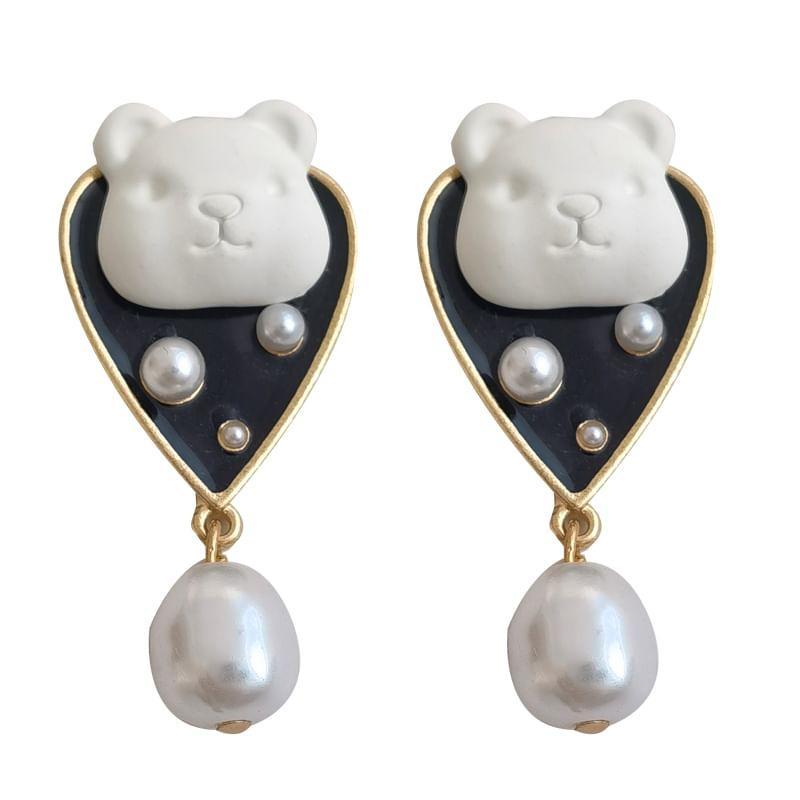 Bear Faux Pearl Alloy Drop Earring Product Image