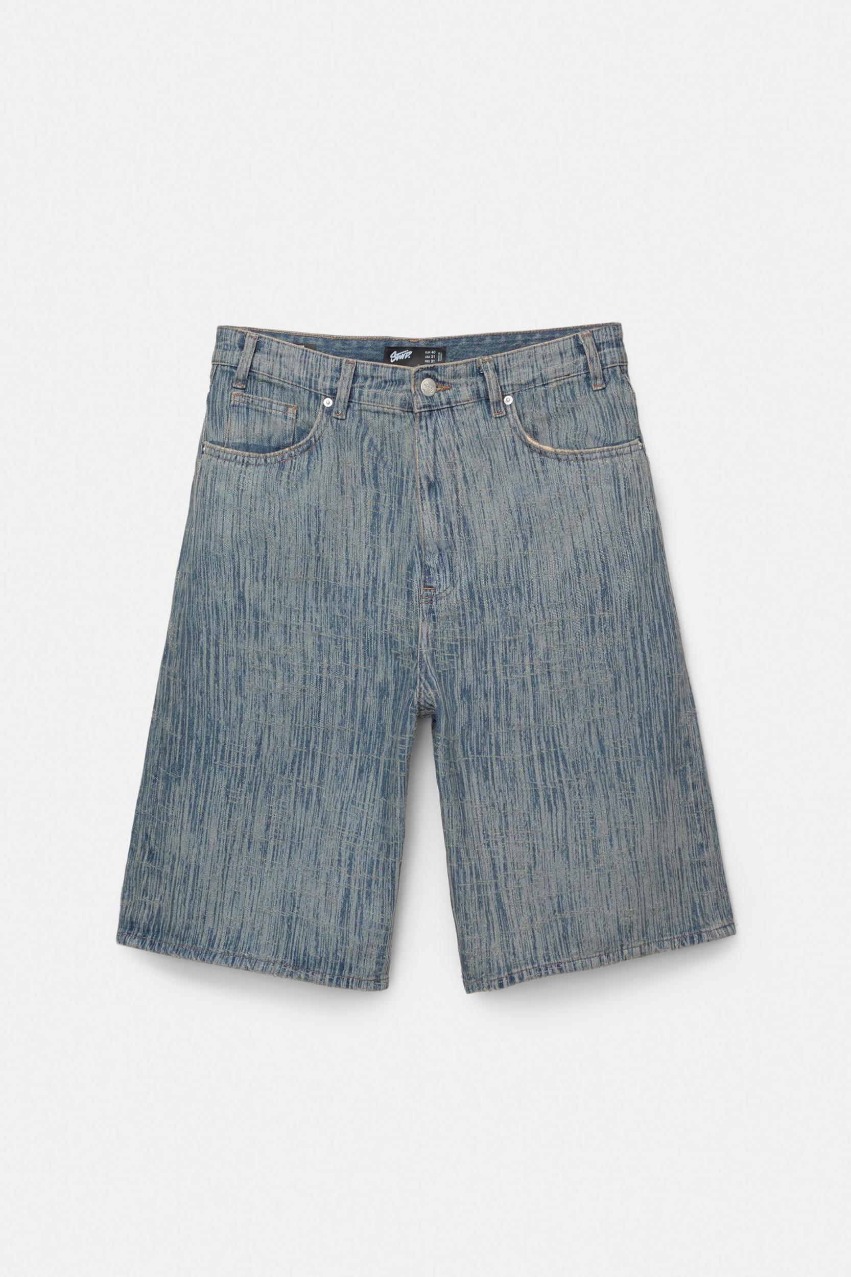 Flecked denim skater Bermuda shorts Product Image