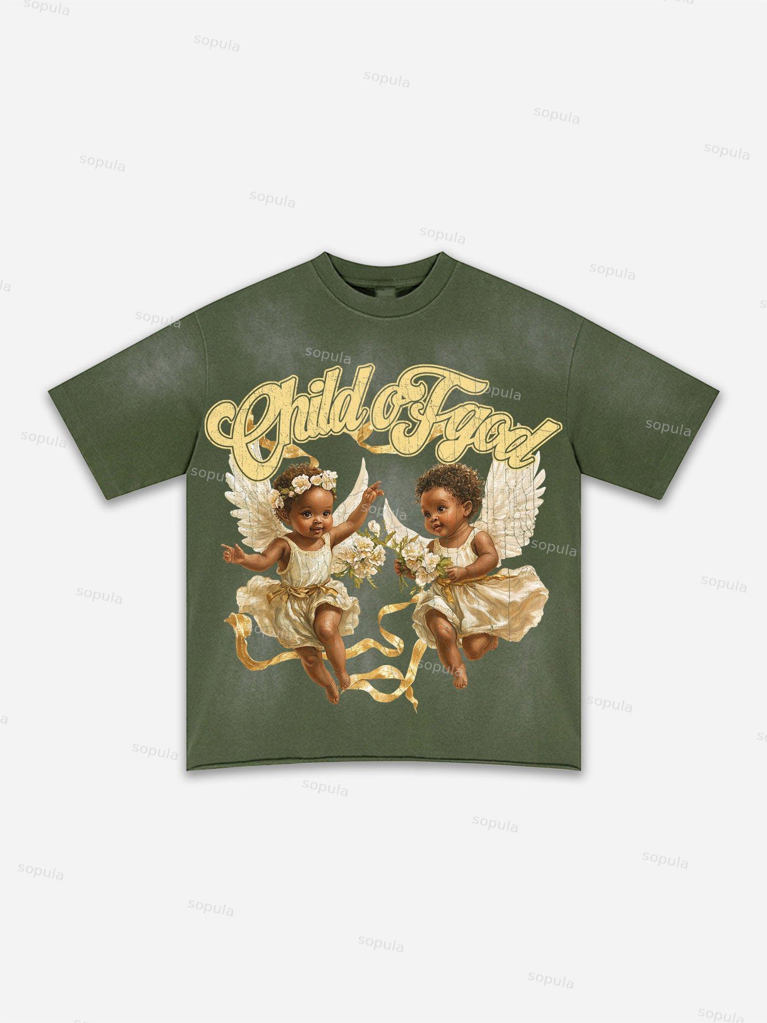 Child Of God Print Washed T-shirt Product Image