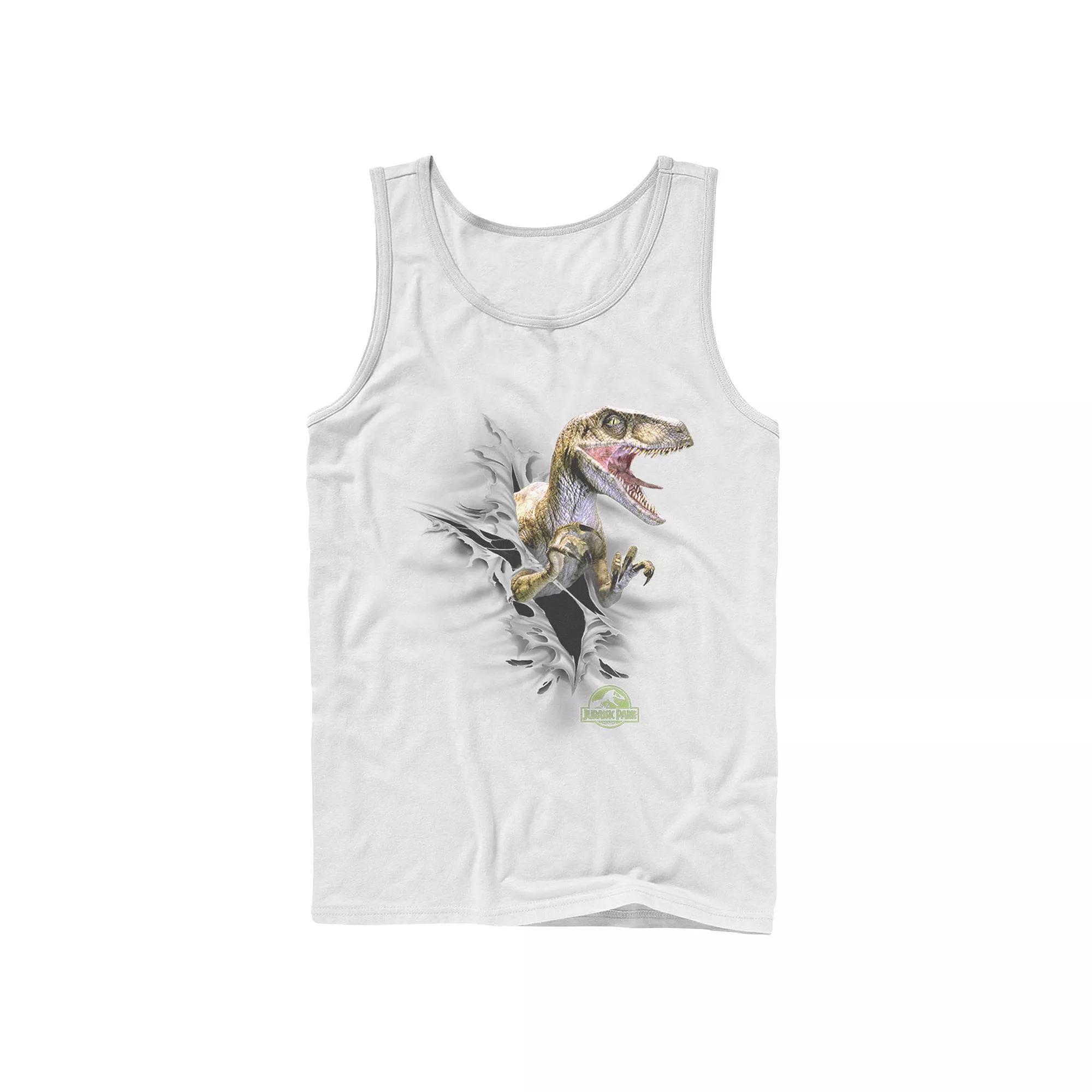 Men's Jurassic Park Velociraptor Tears Through Tank Top,  Product Image