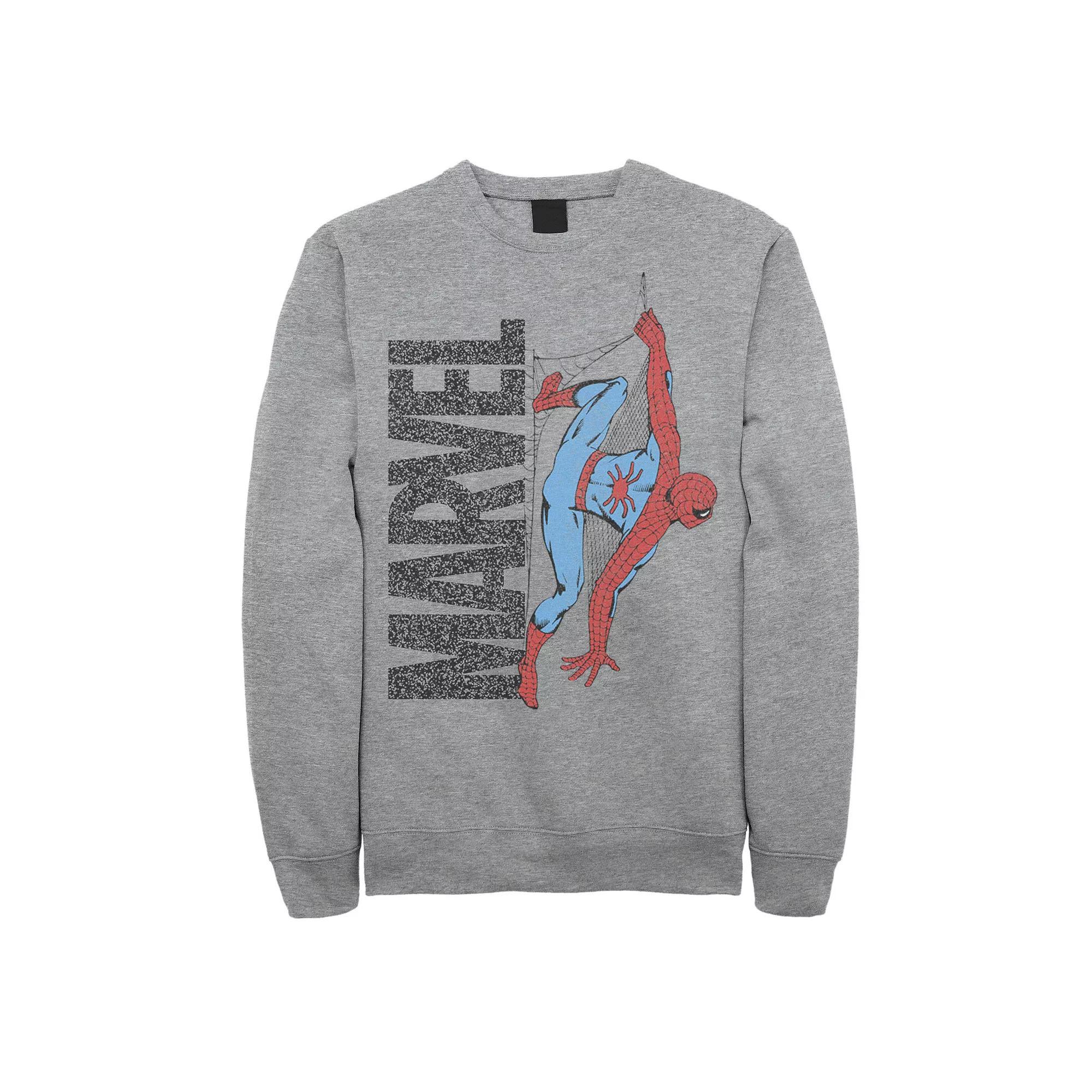 Men's Marvel Spider-Man Distressed Web Logo Sweatshirt, Boy's, Size: Medium, Athletic Grey Product Image