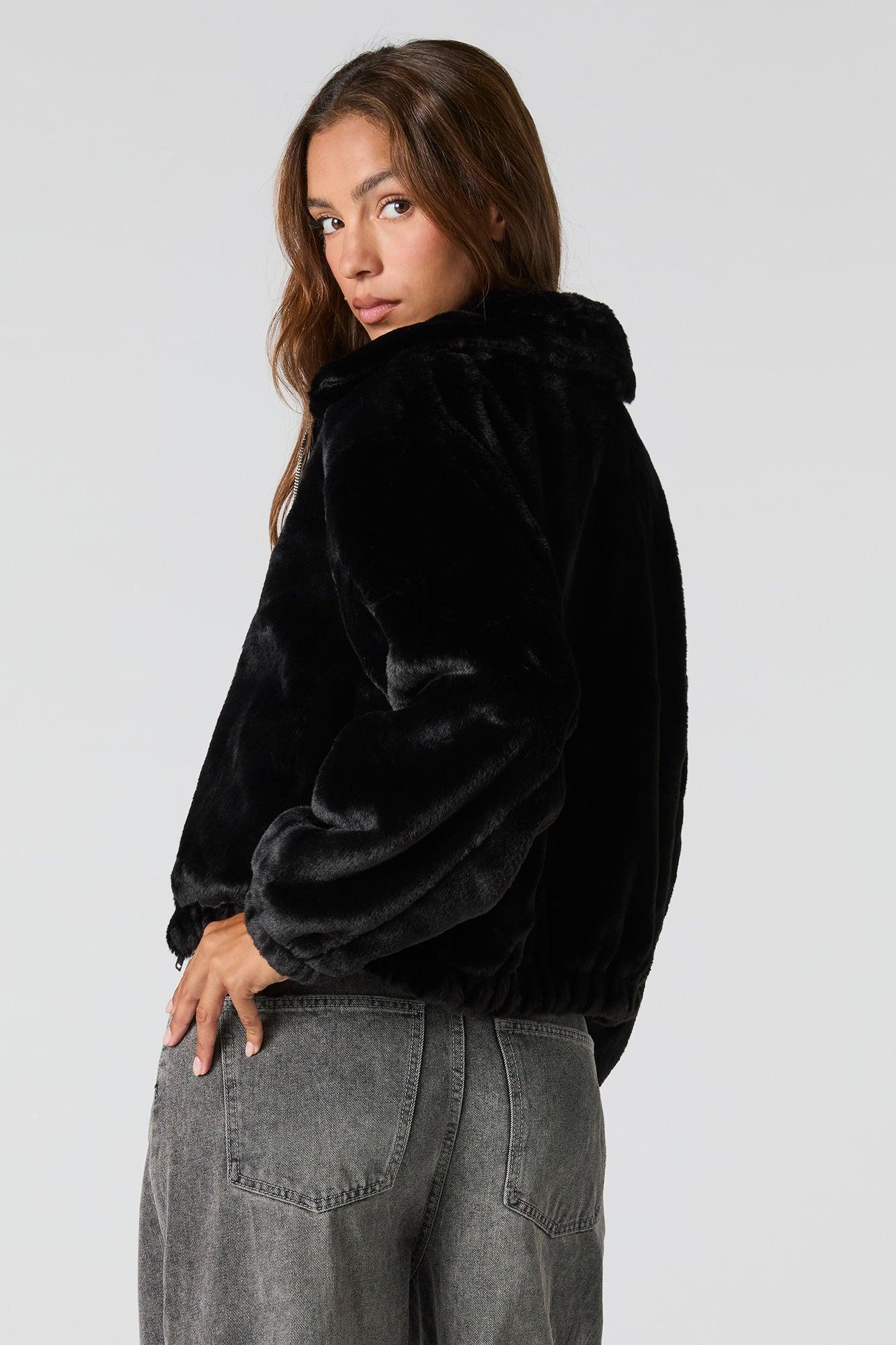 Plush Collared Bomber Jacket Female Product Image