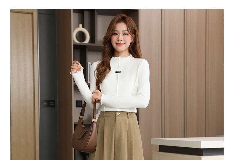 High Waist Plain Corduroy Midi A-Line Skirt Product Image