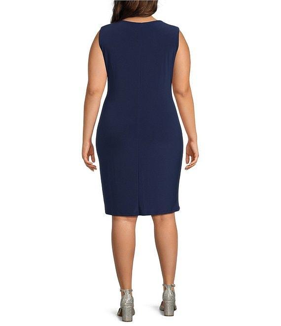 R & M Richards Plus Size Metallic Foil Print 2-Piece Jacket Dress Product Image