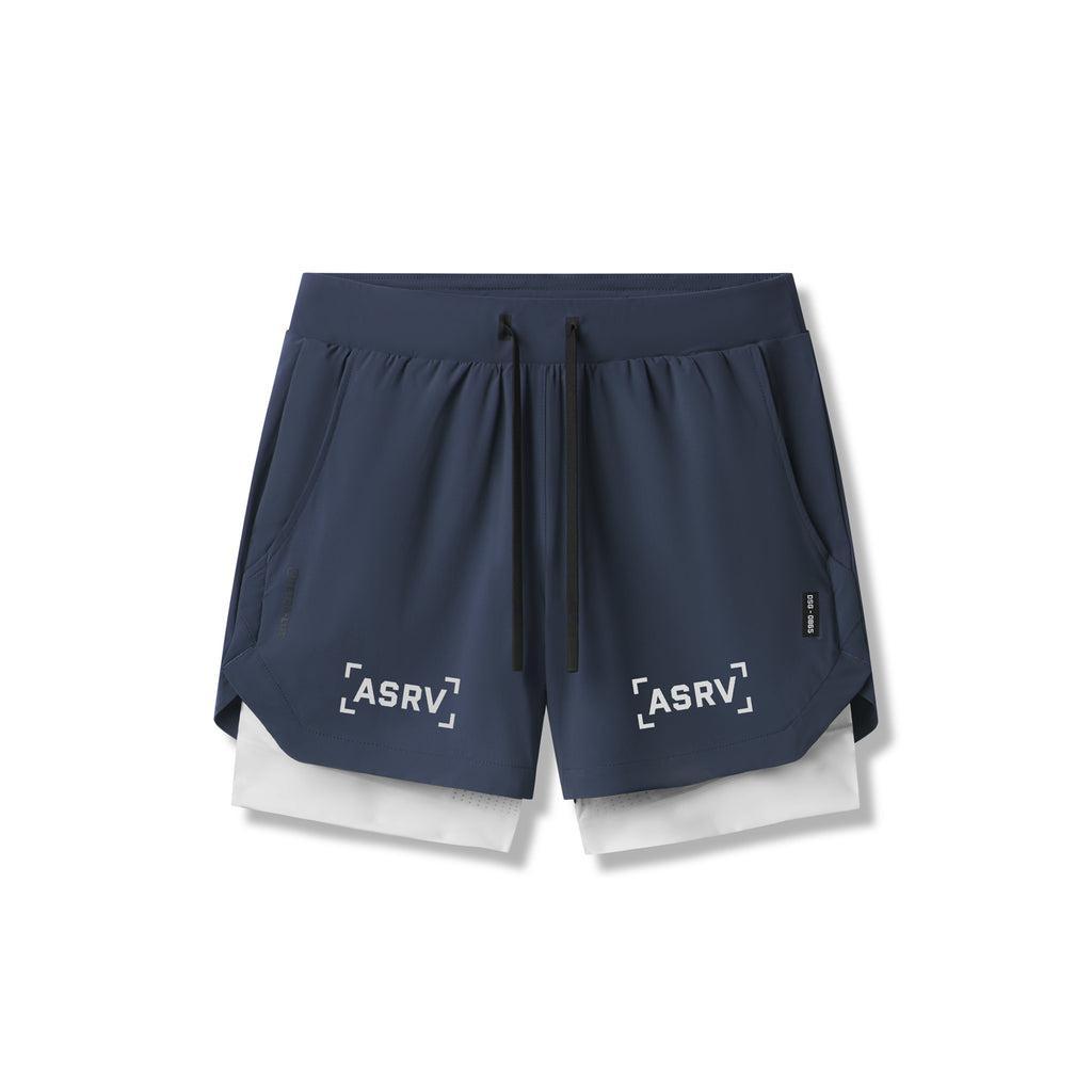 0865. Tetra-Lite® 5" Liner Short - Navy "Bracket"/White Male Product Image
