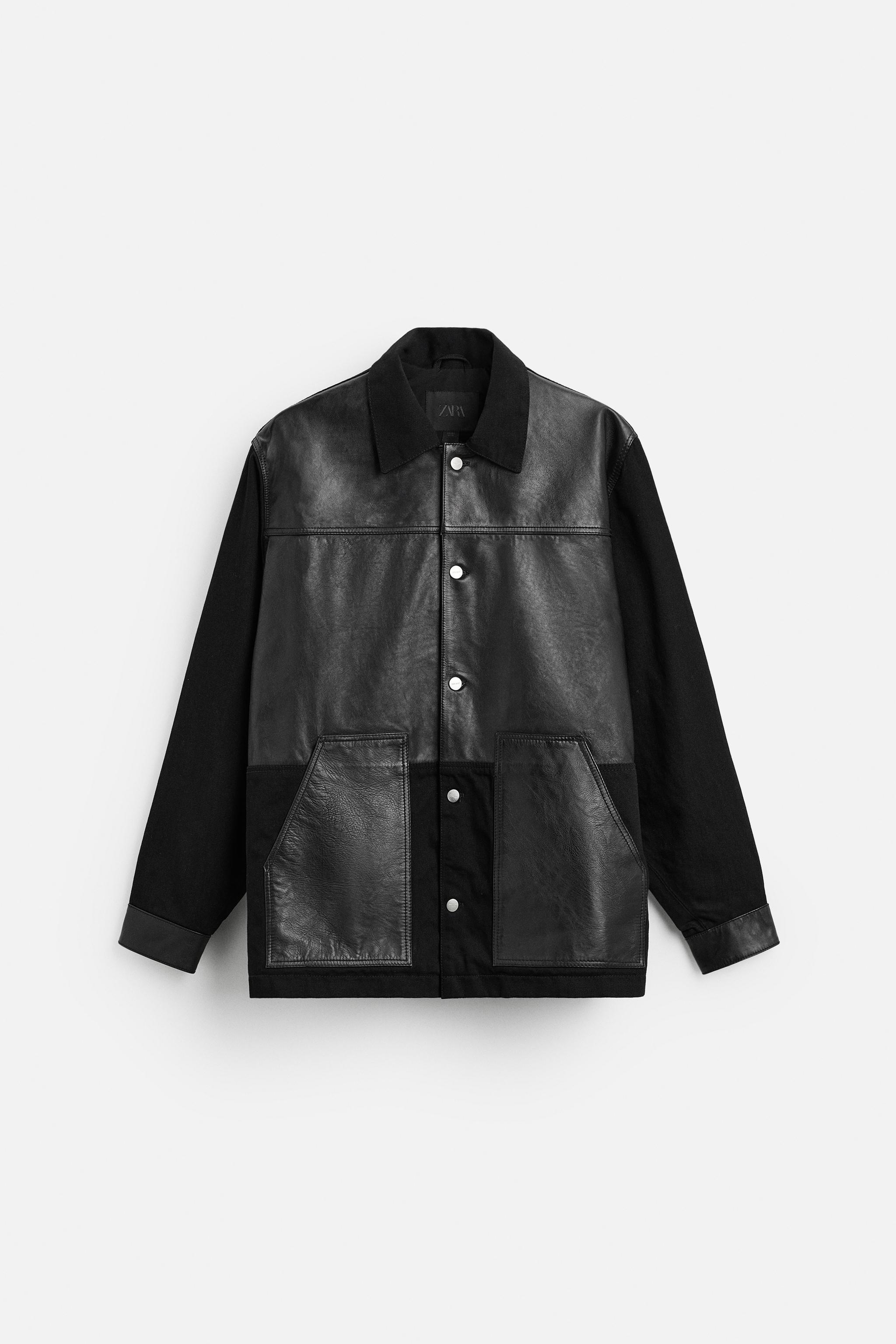 CONTRASTING LEATHER JACKET Product Image