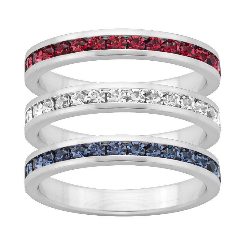 Traditions Jewelry Company Red, White & Blue Crystal Sterling Silver Eternity Ring Set, Womens Multicolor Product Image