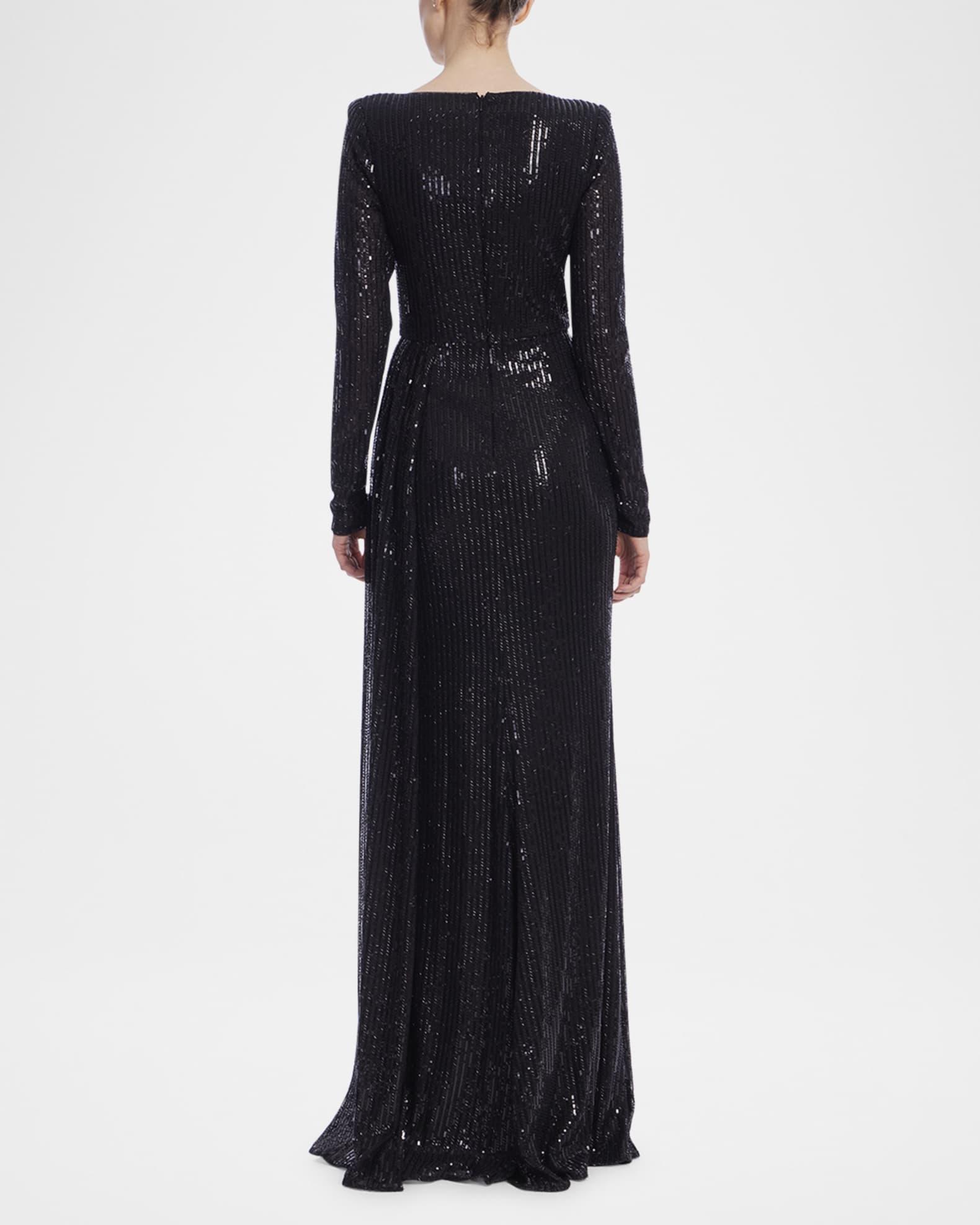 Draped Sequin Striped Gown Product Image